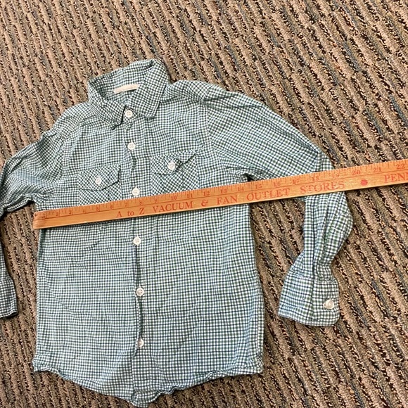 H&M Green Blue White Plaid Checkered Button Up Down Long Sleeves Shirt Boys 6-7 - Picture 10 of 13